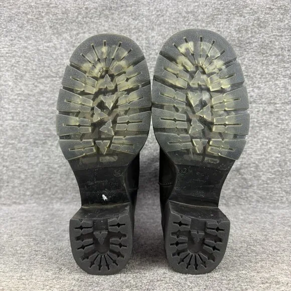 ✅Emanuele Crasto Boots Women's 39/8.5 Chunky Heel Mid Calf Grey Pull On Leather - Picture 3 of 11